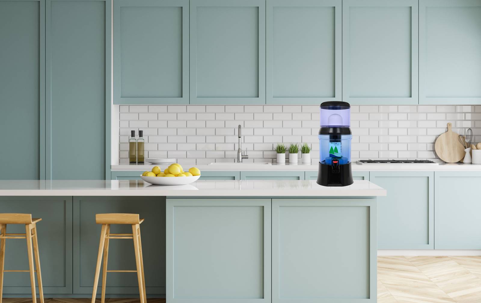 Fontaine EVA en verre 7 litres noire avec système magnétique
